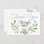 かわいいコアラとユーカリ赤ちゃんシャワーありがとう サンキューカード (正面/裏面)