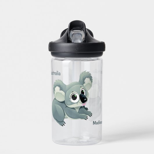かわいいコアラのカスタムネーム ウォーターボトル (正面)