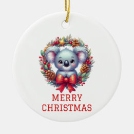 かわいいコアラのクリスマス セラミックオーナメント