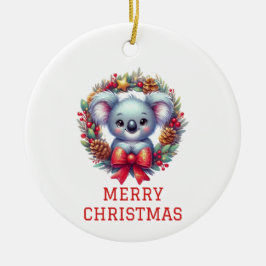 かわいいコアラのクリスマス セラミックオーナメント