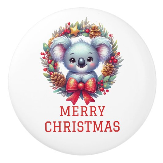 かわいいコアラのクリスマス セラミックノブ (正面)