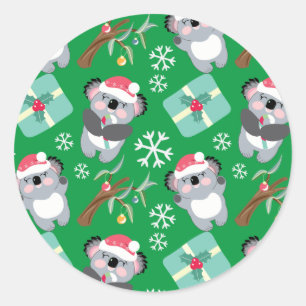 かわいいコアラのクリスマス ラウンドシール