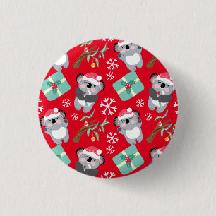 かわいいコアラのクリスマス 缶バッジ