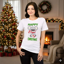 かわいいコアラのクリスマスTシャツ トライブレンドTシャツ