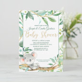 かわいいコアラのグリーン　男女兼用ベビーシャワー 招待状 (スタンド正面)