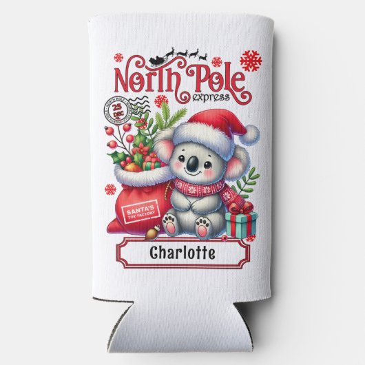 かわいいコアラのチャストマパーソナライズされたス名 スリム缶クーラー (裏面)