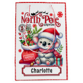 かわいいコアラのチャストマパーソナライズされたス名 ミディアムペーパーバッグ (正面)