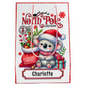 かわいいコアラのチャストマパーソナライズされたス名 ミディアムペーパーバッグ (裏面)