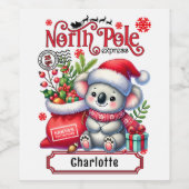 かわいいコアラのチャストマパーソナライズされたス名 ワインラベル (シングルラベル)