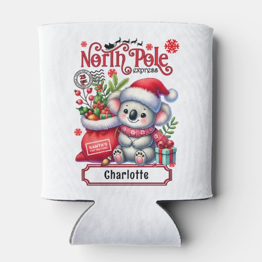 かわいいコアラのチャストマパーソナライズされたス名 缶クーラー (裏面)