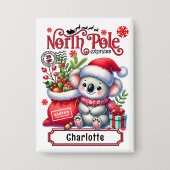 かわいいコアラのチャストマパーソナライズされたス名 缶バッジ (正面)