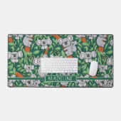 かわいいコアラのパーソナライズ緑 デスクマット (キーボード&マウス)