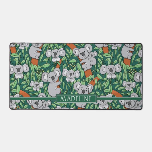 かわいいコアラのパーソナライズ緑 デスクマット (正面)
