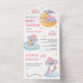かわいいコアラの三日月ベビーシャワー オールインワン招待状 (内側)