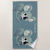 かわいいコアラの名前をカスタムするのビーチタオル ビーチタオル (正面)