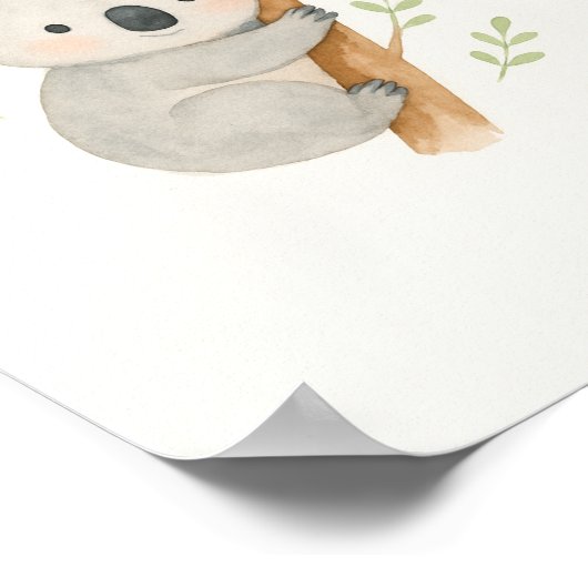 かわいいコアラの壁アート - 水彩 赤ちゃんコアラ ポスター (角)