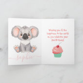 かわいいコアラの女の子の誕生日カード カード (内部)