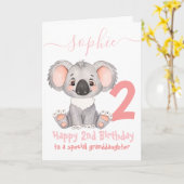 かわいいコアラの女の子の誕生日カード カード (黄色い花)