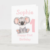 かわいいコアラの女の子の誕生日カード カード (正面)