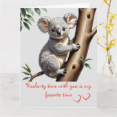 かわいいコアラの子供たちのバレンタインデー カード (黄色い花)