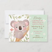 かわいいコアラの子供の誕生日パーティーオーダーメイド 招待状 (正面)