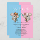 かわいいコアラの性別発表パーティー / ベビーシャワー 招待状 (正面/裏面)