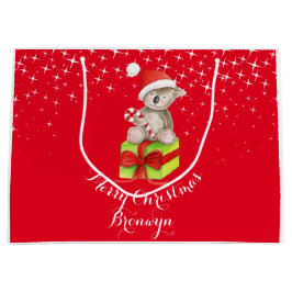 かわいいコアラの芸術はクリスマスの赤のギフトバッグを示しました ラージペーパーバッグ