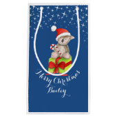 かわいいコアラの芸術はクリスマスの青のギフトバッグを示しました スモールペーパーバッグ (正面)