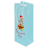 かわいいコアラの芸術はクリスマスの青のギフトバッグを示しました ワインギフトバッグ (裏面アングル)
