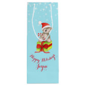 かわいいコアラの芸術はクリスマスの青のギフトバッグを示しました ワインギフトバッグ (裏面)