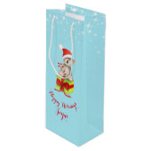 かわいいコアラの芸術はクリスマスの青のギフトバッグを示しました ワインギフトバッグ (正面アングル)