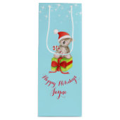 かわいいコアラの芸術はクリスマスの青のギフトバッグを示しました ワインギフトバッグ (正面)