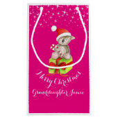 かわいいコアラの芸術はクリスマスをピンクのギフトバッグと示しました スモールペーパーバッグ (裏面)