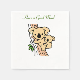 かわいいコアラの親子と一緒に美味しい食事を！ スタンダードカクテルナプキン