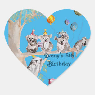 かわいいコアラの誕生日動物パーティーシール ハートシール