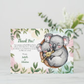 かわいいコアラの赤ちゃんとコアラのママ 感謝カード 招待状 (スタンド正面)