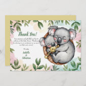 かわいいコアラの赤ちゃんとコアラのママ 感謝カード 招待状 (正面/裏面)