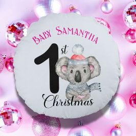 かわいいコアラの赤ちゃん娘の最初のクリスマスの思い出 ラウンドクッション