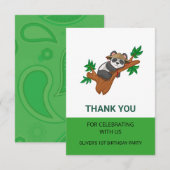かわいいコアラの野生動物ジャングル子供誕生日パーティー サンキューカード (正面/裏面)