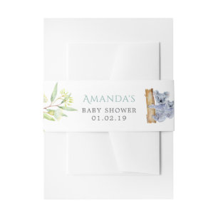 かわいいコアラはユーカリ葉スベイビーシャワー 招待状ベリーバンド