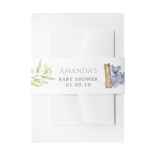 かわいいコアラはユーカリ葉スベイビーシャワー 招待状ベリーバンド (正面例)