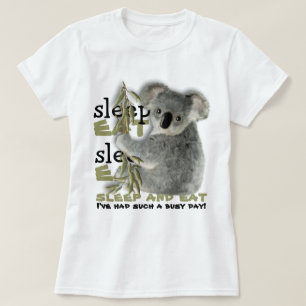 かわいいコアラは食べ、眠ります Tシャツ