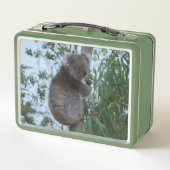 かわいいコアラを木の食べ物の緑に メタルランチボックス (裏面)