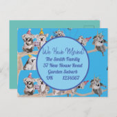 かわいいコアラアート新しい住所はがき私たちは移動 ポストカード (正面/裏面)