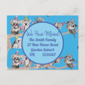 かわいいコアラアート新しい住所はがき私たちは移動 ポストカード (正面)