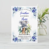 かわいいコアラエディットボーイガール誕生日招待状 案内状 (スタンド正面)