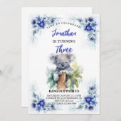 かわいいコアラエディットボーイガール誕生日招待状 案内状 (正面/裏面)