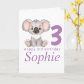 かわいいコアラガールバースデーカード カード (黄色い花)