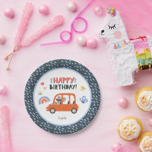 かわいいコアラガールファーストネームハッピーバースデーパーティー ペーパープレート (パーティー)