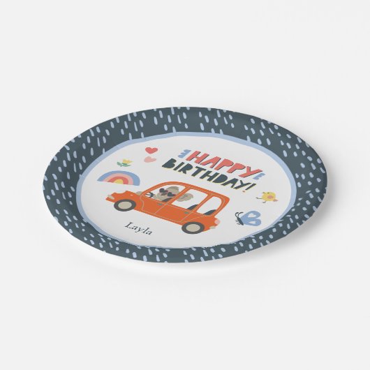 かわいいコアラガールファーストネームハッピーバースデーパーティー ペーパープレート (アングル)